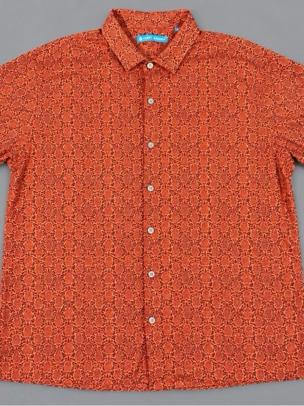 Tori Richard Orange Short-Sleeve Printed Button-Down Shirt